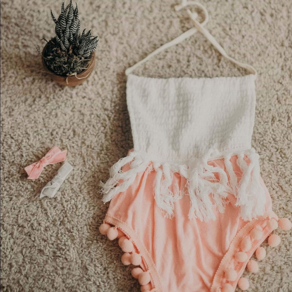 Boho pink romper